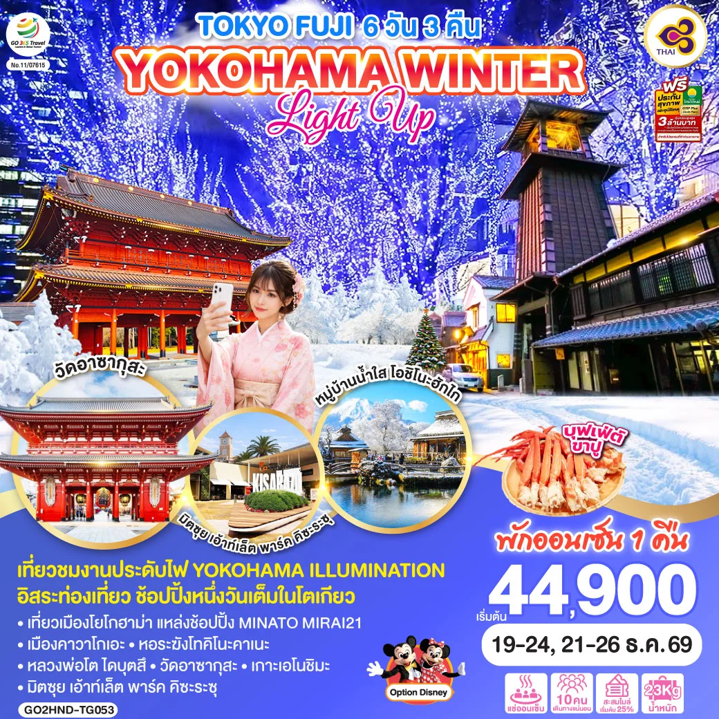 ทัวร์ญี่ปุ่น TOKYO FUJI YOKOHAMA WINTER LIGHT UP 6วัน 3คืน (TG)